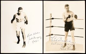 Signed photographs of Gene Tunney and Jack Dempsey, 10 by 9un.