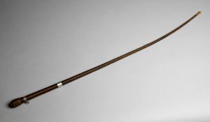 The whip used by jockey Fred Allsopp when winning the Derby aboard 'Sir Hugo' in 1892,