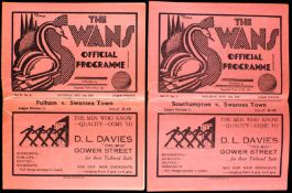 Two Swansea Town home programmes season 1936-37,