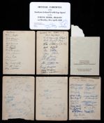 Signed album pages circa 1949-1951, two page signed by the 1949 Scottish FA Touring team of Canada,