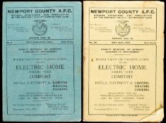 Two Newport County programmes season 1932-33,