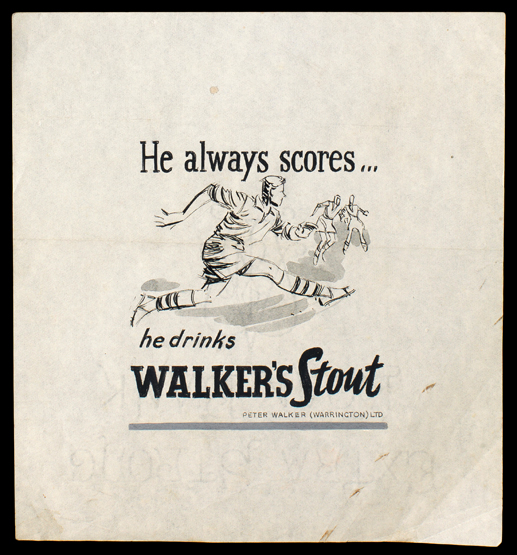 Original artwork for beer advert featuring a footballer 1950s, pen & ink drawing,
