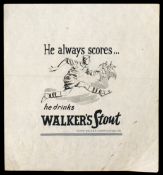 Original artwork for beer advert featuring a footballer 1950s, pen & ink drawing,