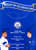 A FIFA 1904-2004 centenary match poster double-signed by Zinedine Zidane and Ronaldo [Luis Nazario