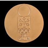 Sapporo 1972 Winter Olympic Games participant's medal, bronze, designed by S.