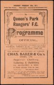 Queen's Park Rangers v Portsmouth programme 18th February 1911,