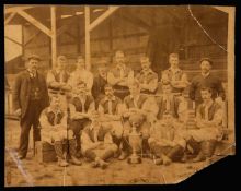 A rare sepia-toned photograph of the Fulham team season 1901-02, fragile condition,
