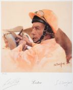 Four artist-drawn limited edition horse racing prints,