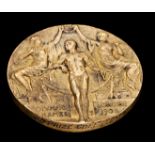 A London 1908 Olympic Games bronze third place prize medal struck for the [cancelled] golf team