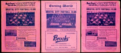 Seven Bristol City home programmes, three v Cardiff City 1st May 1937,