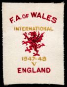 Cyril Sidlow Wales international shirt badge from the England match at Ninian Park 18th October