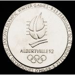 Albertville 1992 Winter Olympic Games participation medal, chromium-plated steel, 68mm,