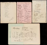1930s team-group football autographs, on pages removed from albums,