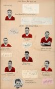 Manchester United Busby Babes autographs, cut-out signatures of Roger Byrne, Duncan Edwards,