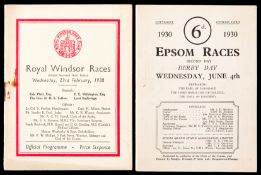 Racecard for the 1930 Derby won by The Aga Khan's Blenheim,