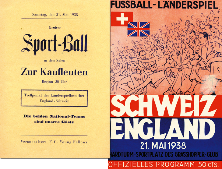 Switzerland v England international programme played in Zurich 21st May 1938, official Programme,