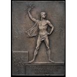 Paris 1900 Olympic Games winner's plaque, silvered bronze, designed by F.