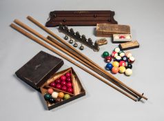 Snooker & Billiards equipment, comprising a set of miniature snooker & billiards balls,