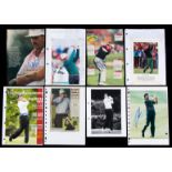 A collection of golfer signed pictures, mostly magazines plates, occasionally press photos,