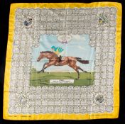 A ladies silk scarf commemorating the victory of Sir Victor Sassoon's Pinza in the 1953 Coronation