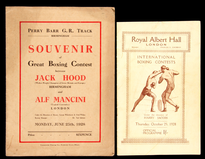 Two 1920s boxing programmes,