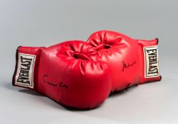 Muhammad Ali/Cassius Clay signed boxing gloves, a pair of red Everlast gloves,