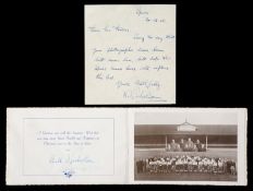 Bill Nicholson signed Tottenham Hotspur Christmas Card and signed covering letter dated 20th