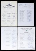 A good collection of 28 official cricket autograph sheets, England winter tours for 1976-77, 1981,