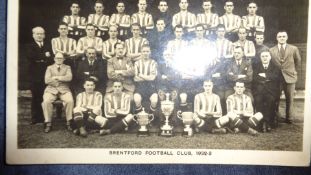 A Brentford team-group photograph of the full squad of 34 players and officials from season 1932-33,
