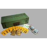 The Aintree Racecourse set of parade ring grooms' armbands, a green painted pine box,