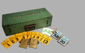 The Aintree Racecourse set of parade ring grooms' armbands, a green painted pine box,