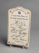 A very rare ceramic wall plaque marking the visit of the 1948 Australian cricket team to Albert