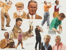 Chris Last (contemporary) GOLF LEGENDS signed, titled & dated '90,