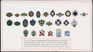 Collection of Newbury races member's badges, a run of a single badge for 1909 to 1914, then 1919,