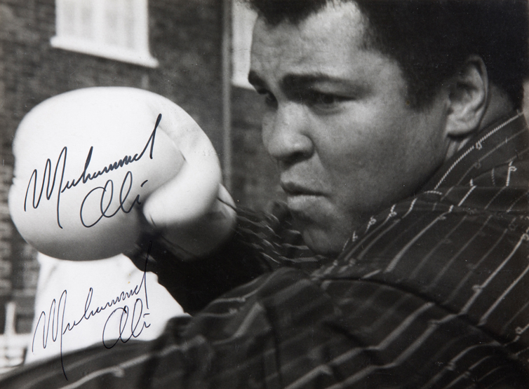 Muhammad Ali signed photograph, the 8 by 10in.