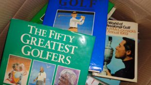 Golf books, including Peter Dobereiner's The Glorious World of Golf,