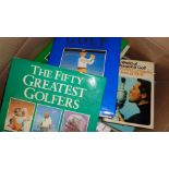 Golf books, including Peter Dobereiner's The Glorious World of Golf,