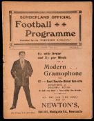 Scarce pre-First World War Sunderland programme v Oldham Athletic 18th January 1913