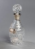 Plumpton race trophy, in the form of a hallmarked silver mounted crystal decanter & stopper,