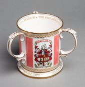 A privately commissioned Spode bone china tyg commemorating Stoke City Football Club and their new