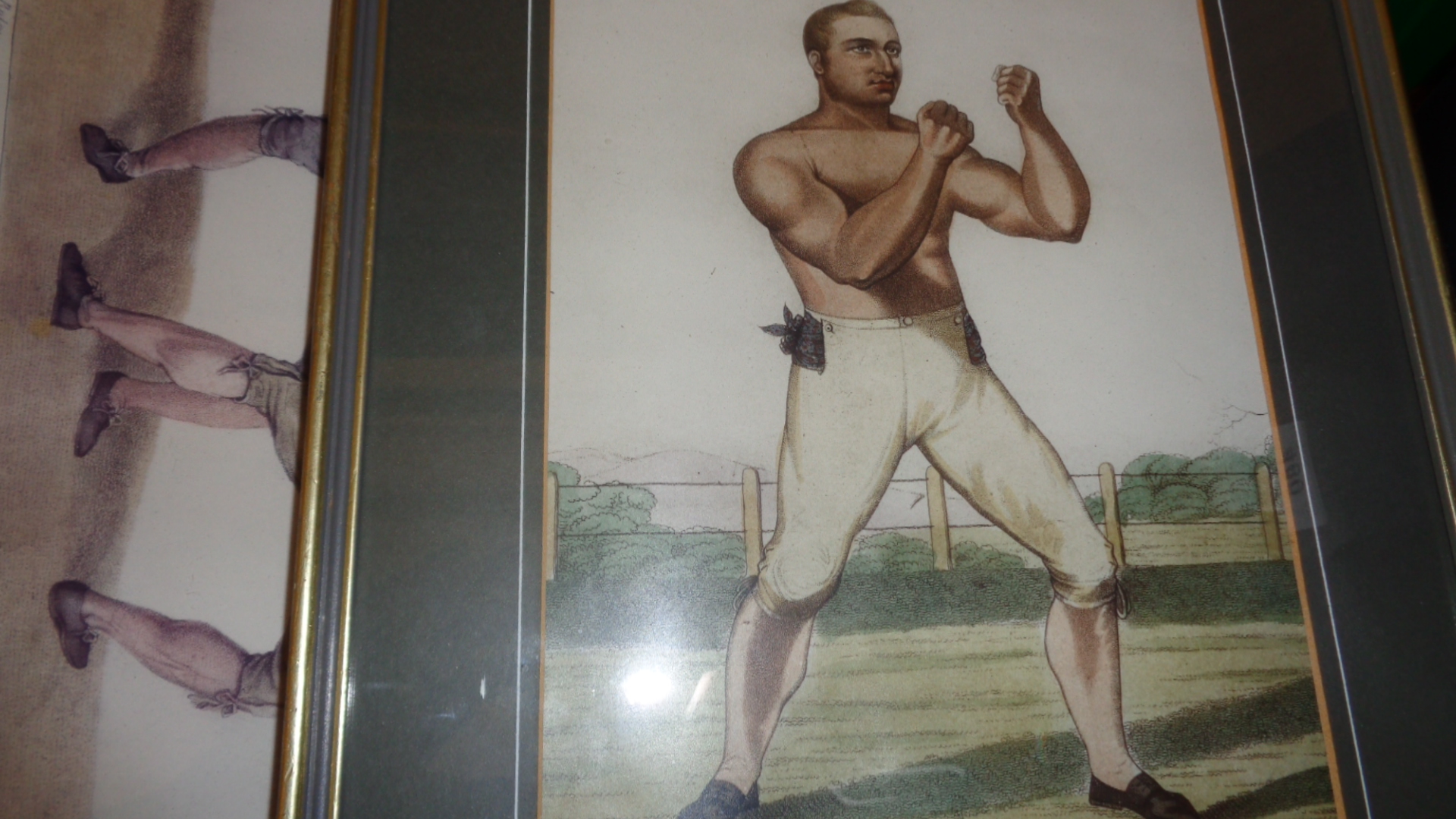 Boxing Memorabilia, framed prints of Cribb, Mendoza, Belcher, Driscoll v Bowker,