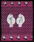 Rare and unusual Kuba Kingdom African textile commemorating the Muhammad Ali v George Foreman