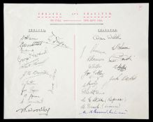 The autographs of the Chelsea and Charlton Athletic 1944 Football League War Cup Final teams,