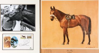 Ginger McCain signed Red Rum print, signature in pencil, the artwork by Neil Cawthorne, mounted,