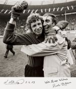 A large b&w photographic print signed by Sunderland manager Bob Stokoe and his 1973 F.A.
