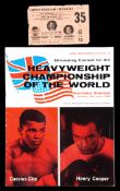 Programme and ticket for the Cassius Clay v Henry Cooper fight at Wembley Stadium 18th June 1963,