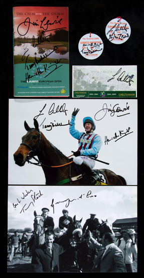 Signed Best Mate 2004 Cheltenham Gold Cup memorabilia, comprising a racecard,