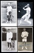 A group of 13 signed postcards of tennis players, Ken Rosewall, Roger Taylor, Angela Mortimer,