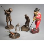 Hinz & Kunst nut & bolt figurine of a golfer, together with a golfing frog,