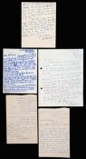 A group of four signed manuscript letters from Fulham footballers, Ted Worrell,